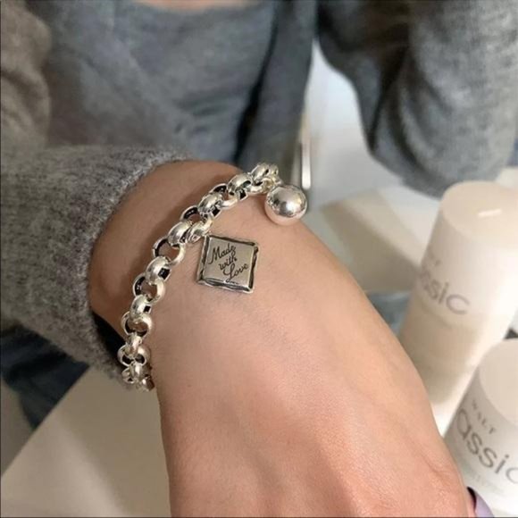 NEW ENGLISH SQUARE 925 STERLING SILVER BRACELET - Picture 2 of 5